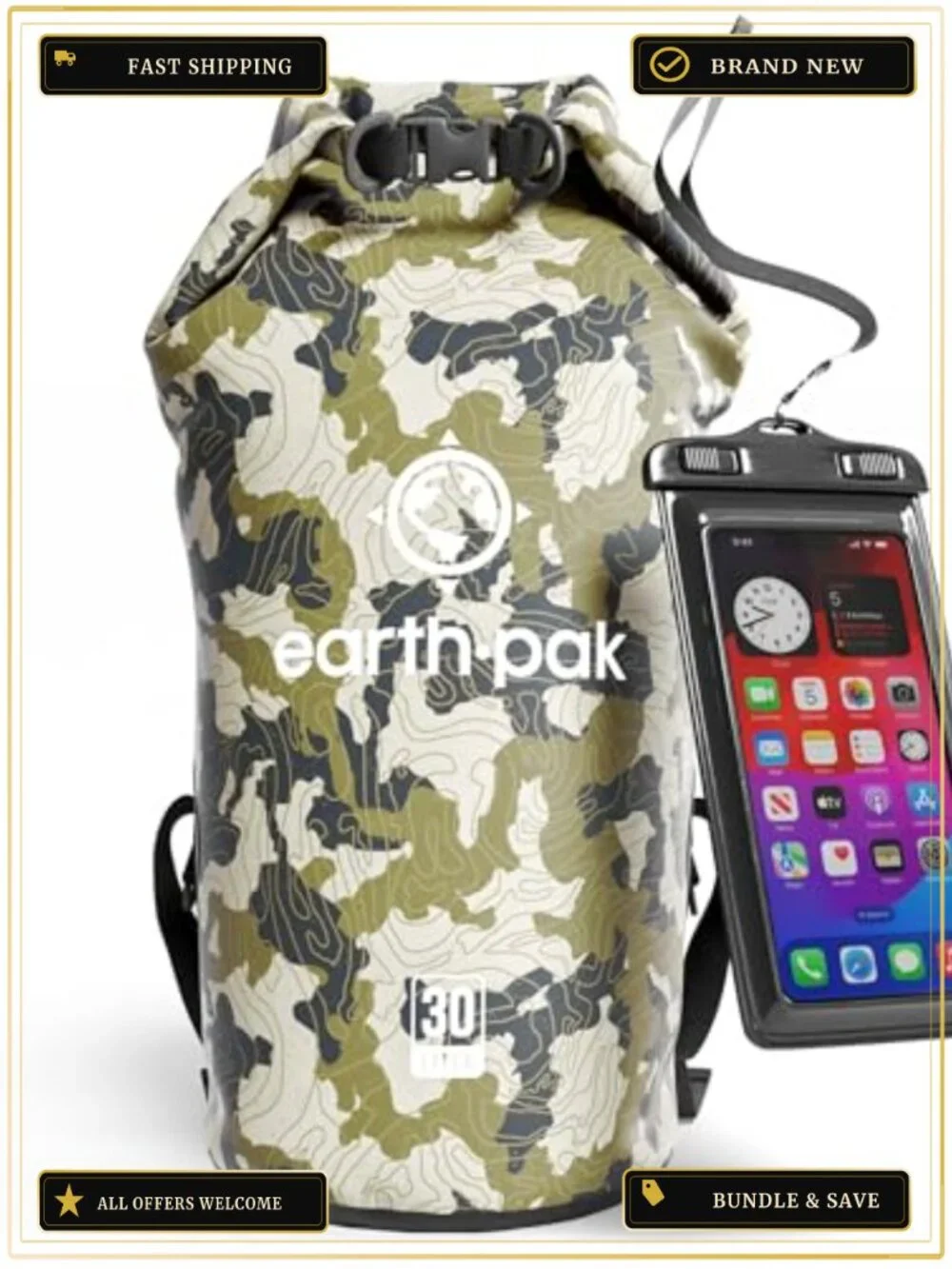 Waterproof Dry Bag Roll Top Backpack Sack for Kayaking with Phone Case PVC